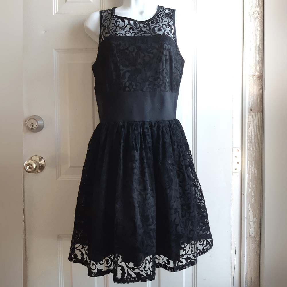 Flocked Velvet Dress - Picture 1 of 11